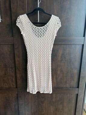 Free People Cream Crochet Mini Dress